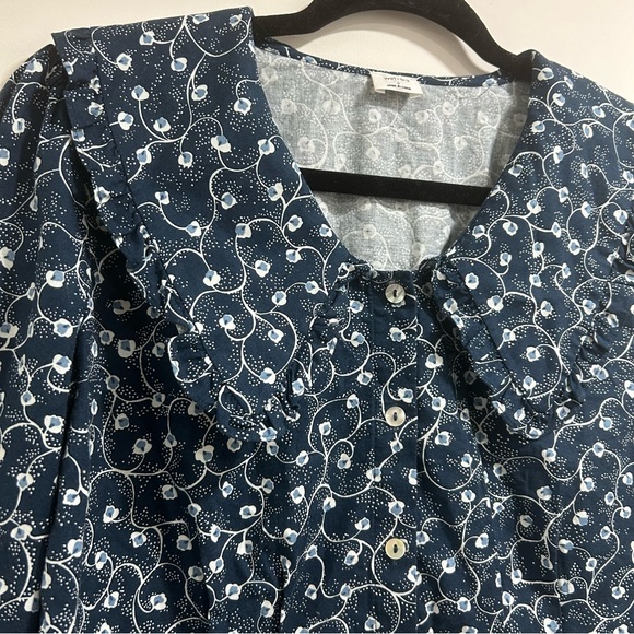 AritziaWIilfred blythe blouse ruffled prairie statement collar blue floral small - Picture 4 of 12